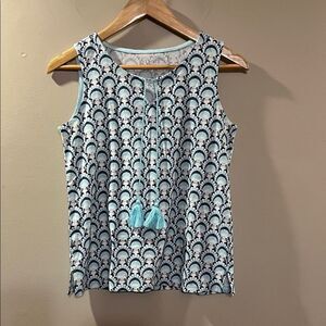 Talbots Blue and White Patterned Tank Top
